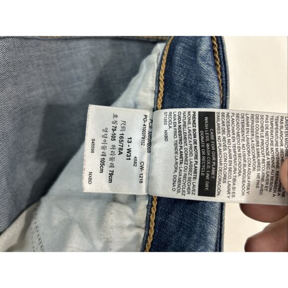 Levis Women's 13 Blue Denizen Ankle Skinny Stretch Low Rise Med Wash Grunge‎ - Picture 7 of 13